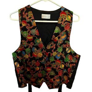 Charlotte Vintage women's light weight vest Holiday black/multi one size